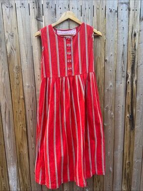 Malibu Red Striped Sleeveless Button-Front Dress